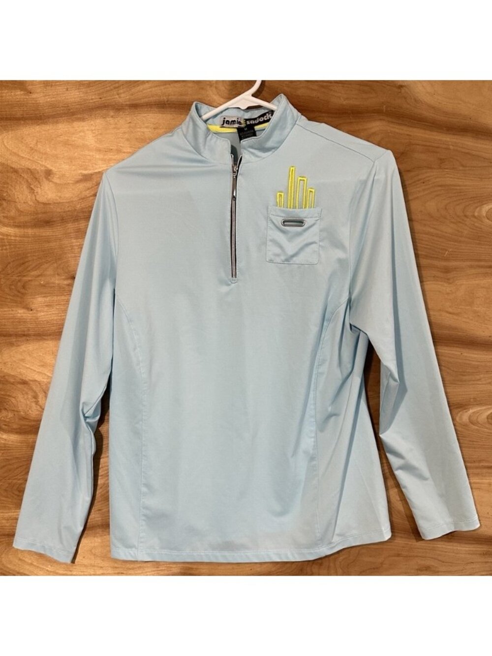 Jamie Sadock Medium Blue quarter-zip pullover Long Sleeve Top Stretch Pocket